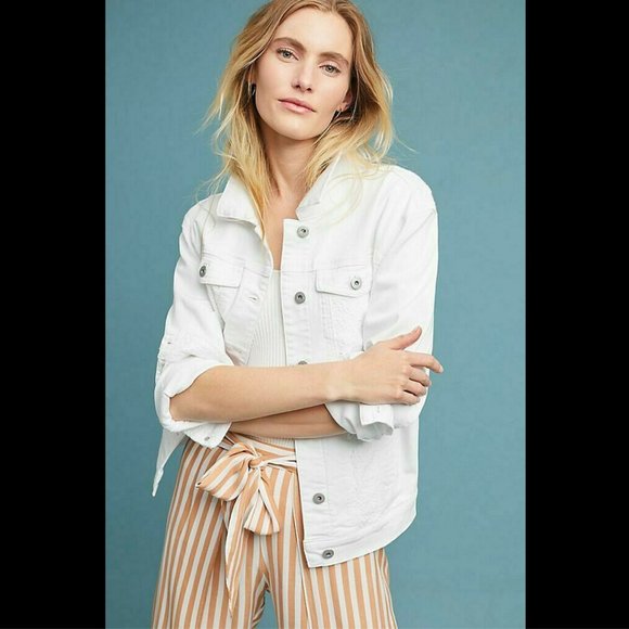 pilcro white denim jacket